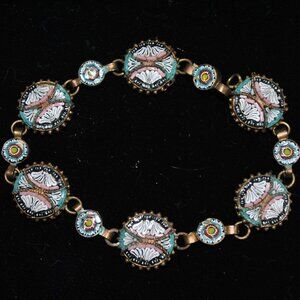 Antique Imperfect Micro Mosaic Link Bracelet